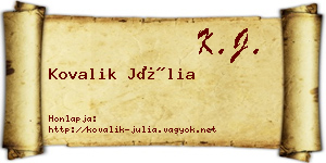 Kovalik Júlia névjegykártya